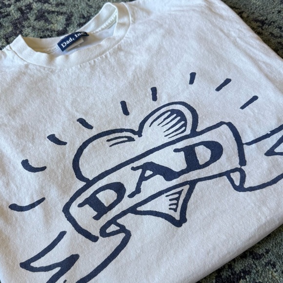 Vintage 1990’s Blue and White Novelty Dad Heart Graphic Size Large Heavyweight - Picture 1 of 6